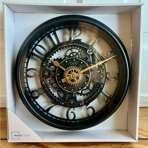 Sterling And Noble Rustic Gear Wall Clock Steampunk No9 Black Industrial Style
